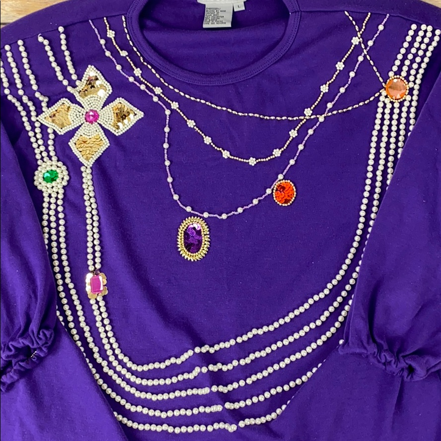 Large Accent On You Hand Jeweled Fancy Top